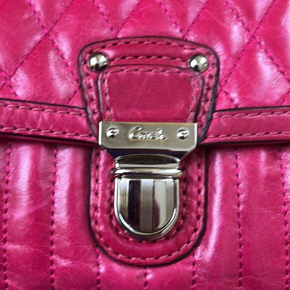 VTG COACH Quilted Raspberry Leather Tote Purse - Picture 4 of 16